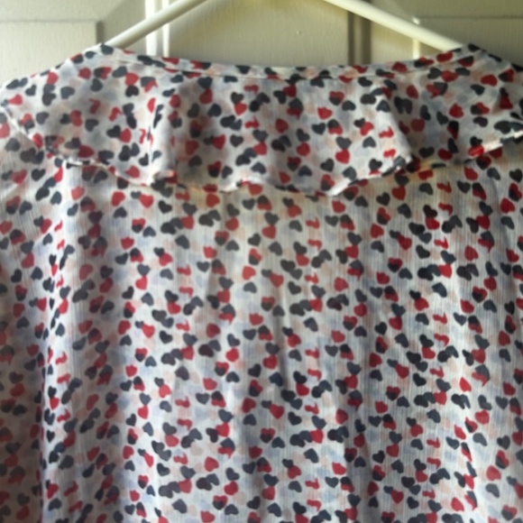 Loft Outlet sheer, with ruffle and V neck with ruffle button down Blouse.. - Picture 6 of 13